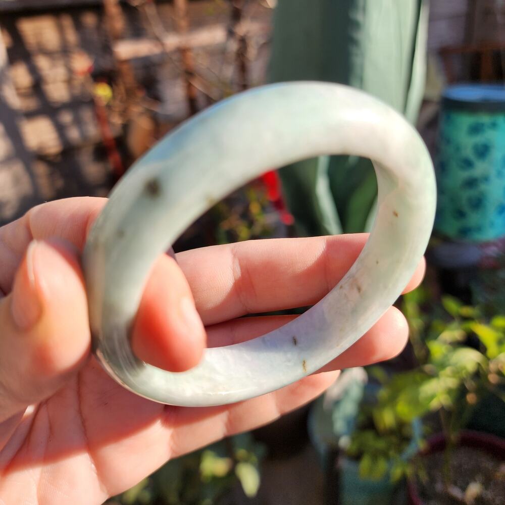 Jadeite Jade Bangle Green Natural Semi Translucent 335ct Myanmar Burma Bracelet - Picture 15 of 15